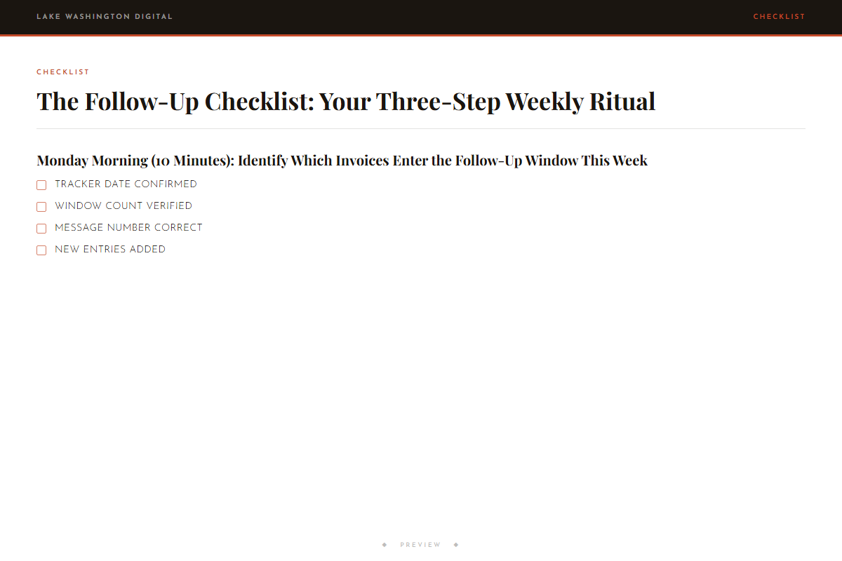 Preview of The Follow-Up Checklist: Your Three-Step Weekly Ritual