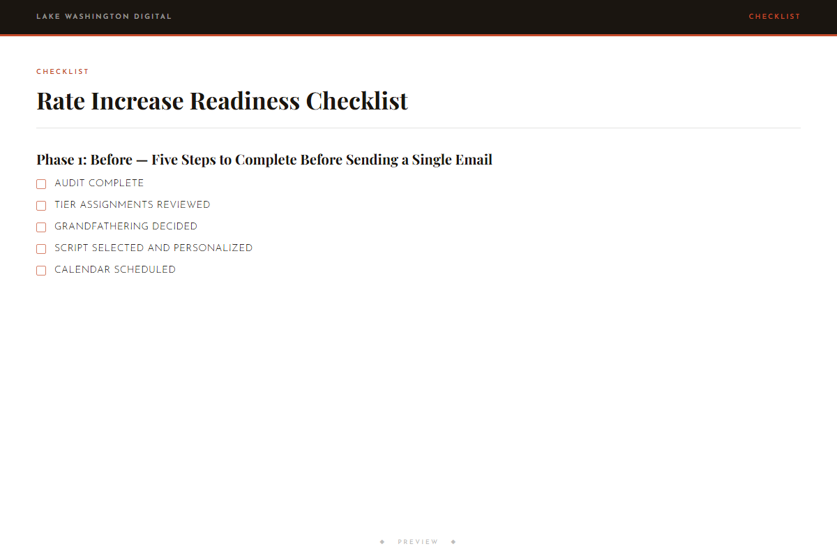 Preview of Rate Increase Readiness Checklist