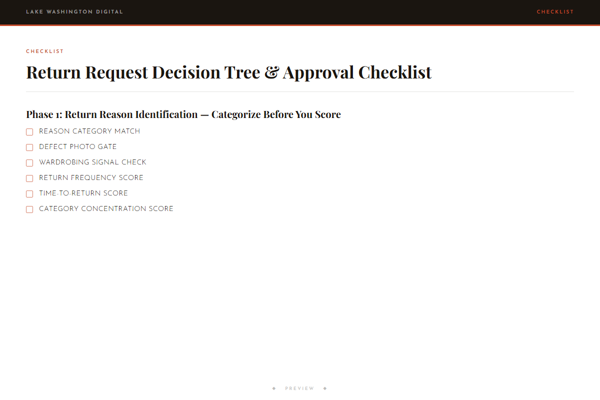 Preview of Return Request Decision Tree & Approval Checklist