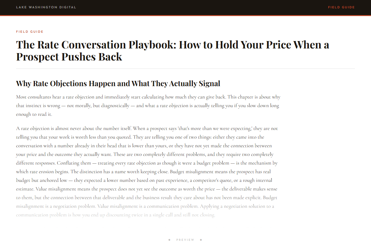 Preview of The Rate Conversation Playbook: How to Hold Your Price When a Prospect Pushes Back