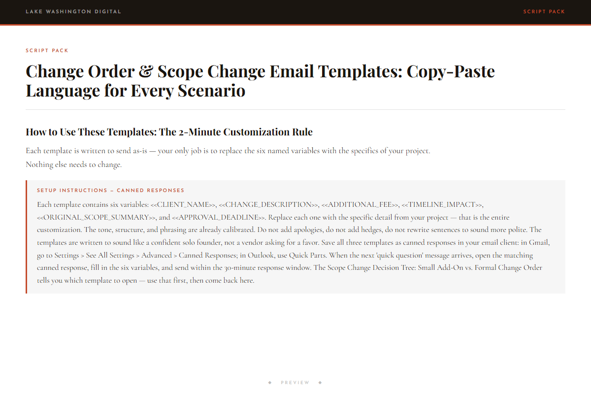 Preview of Change Order & Scope Change Email Templates: Copy-Paste Language for Every Scenario