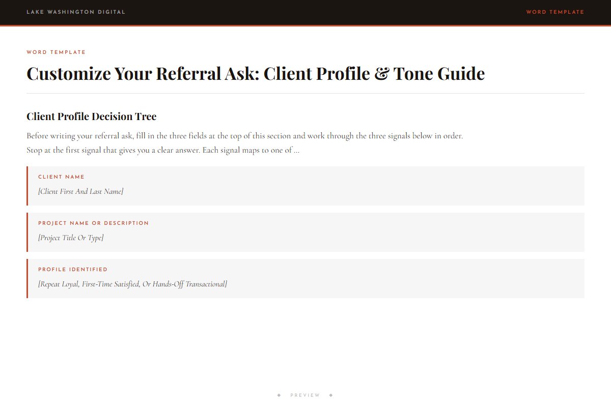 Preview of Customize Your Referral Ask: Client Profile & Tone Guide