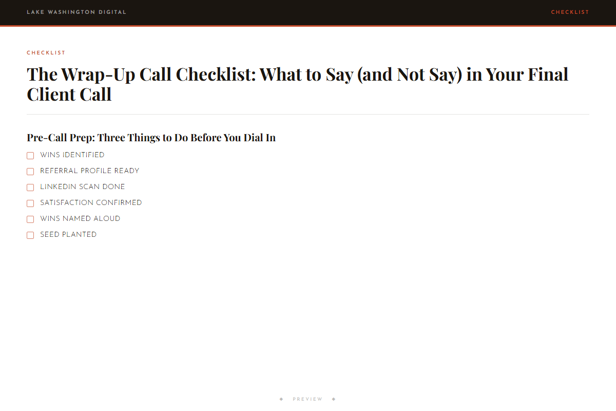 Preview of The Wrap-Up Call Checklist: What to Say (and Not Say) in Your Final Client Call