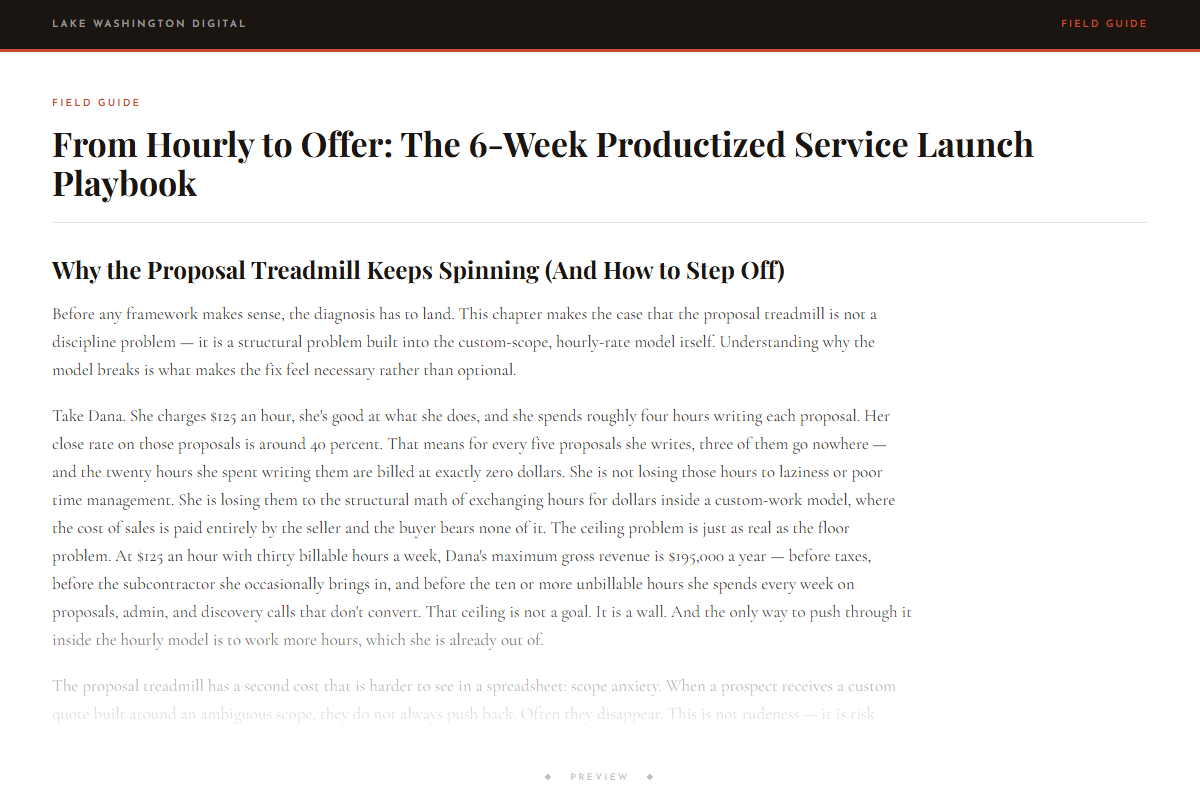 Preview of From Hourly to Offer: The 6-Week Productized Service Launch Playbook