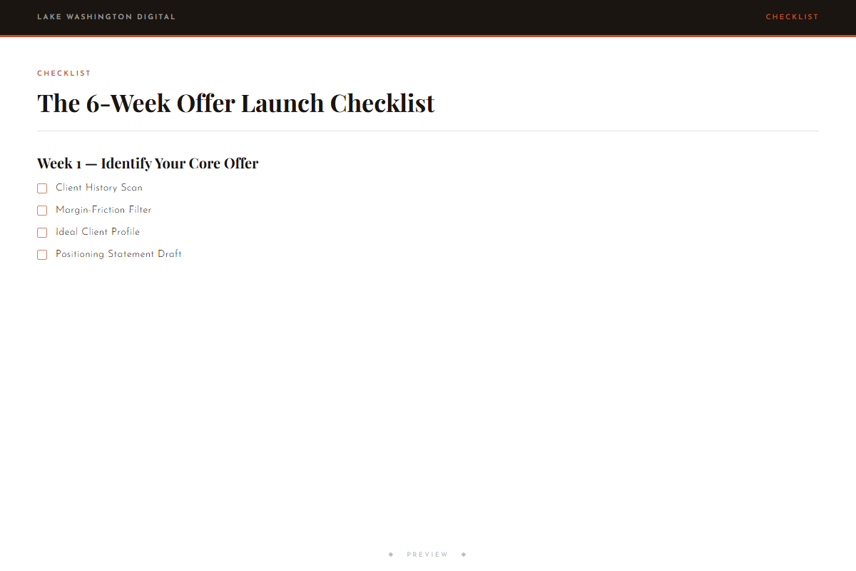 Preview of The 6-Week Offer Launch Checklist