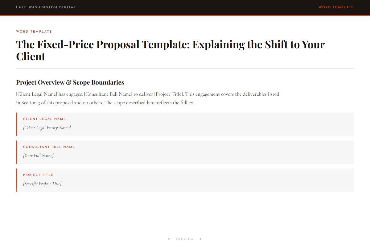 Preview of The Fixed-Price Proposal Template: Explaining the Shift to Your Client