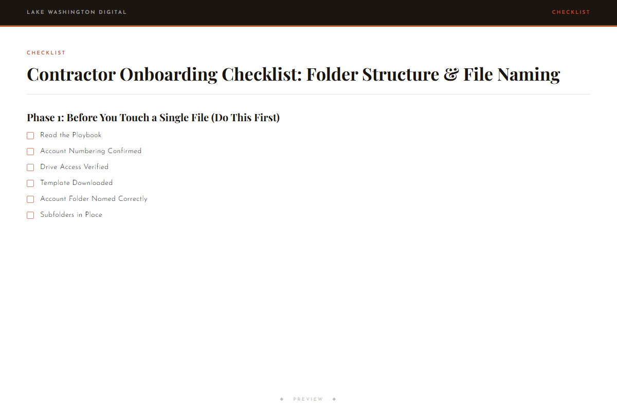 Preview of Contractor Onboarding Checklist: Folder Structure & File Naming
